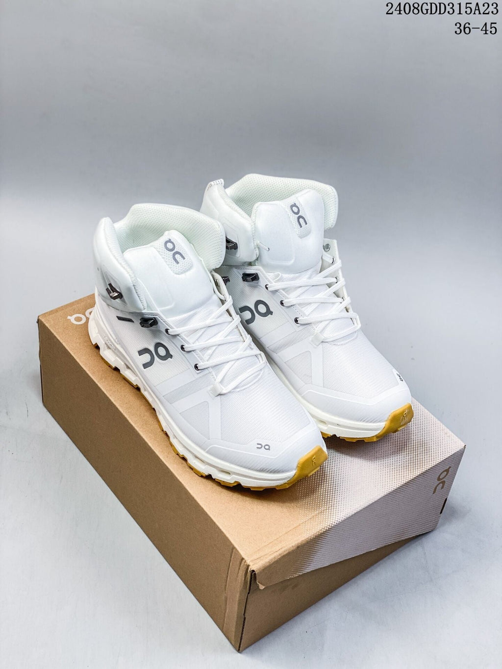 On Cloudnova Flux Trainers White and Mustard - product image from the listing.