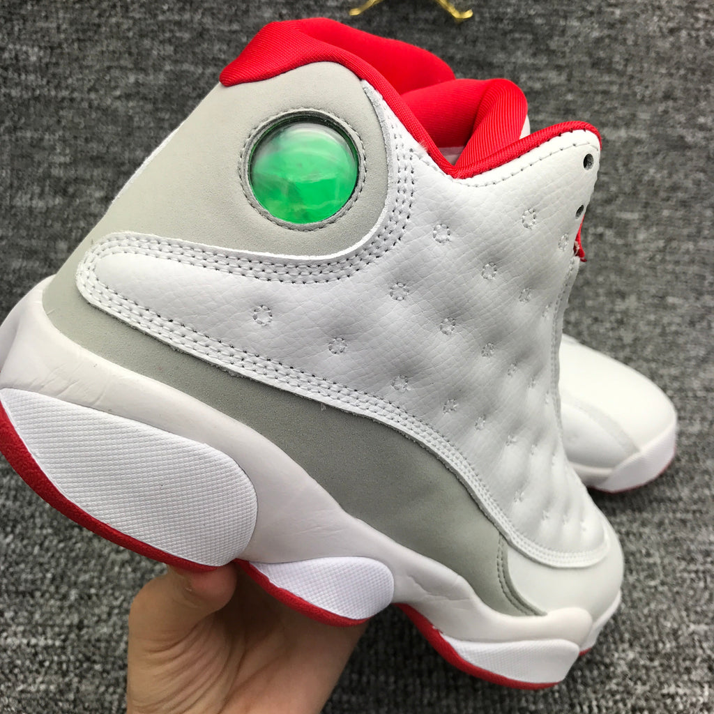 Air Jordan 13 High-Top Sneakers in White and Red - product image from the listing.