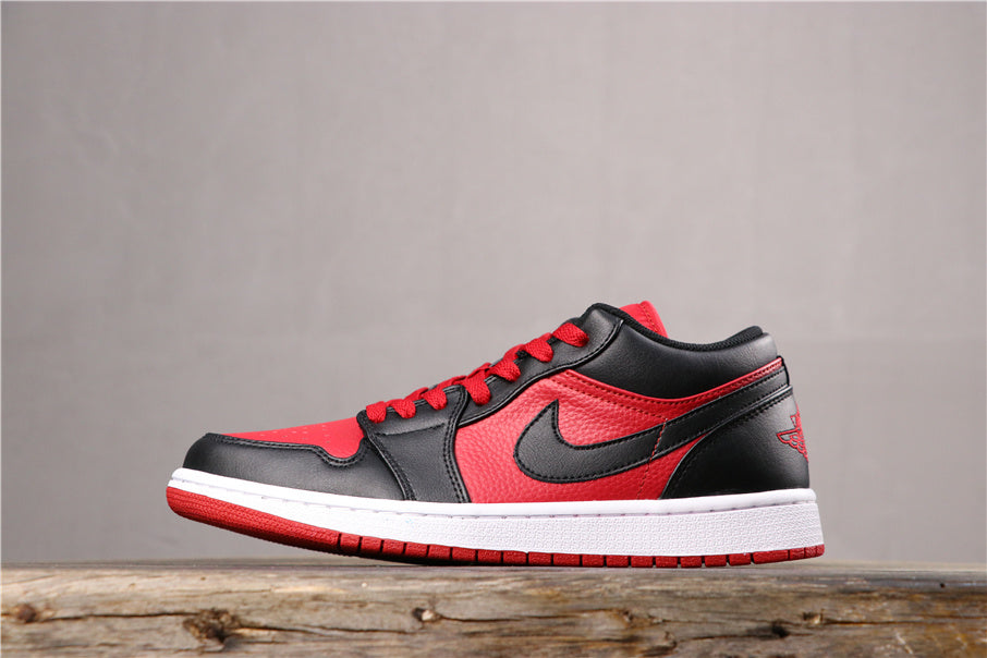 Nike Air Jordan 1 Low Sneakers in Black Red 553558-610 - product image from the listing.