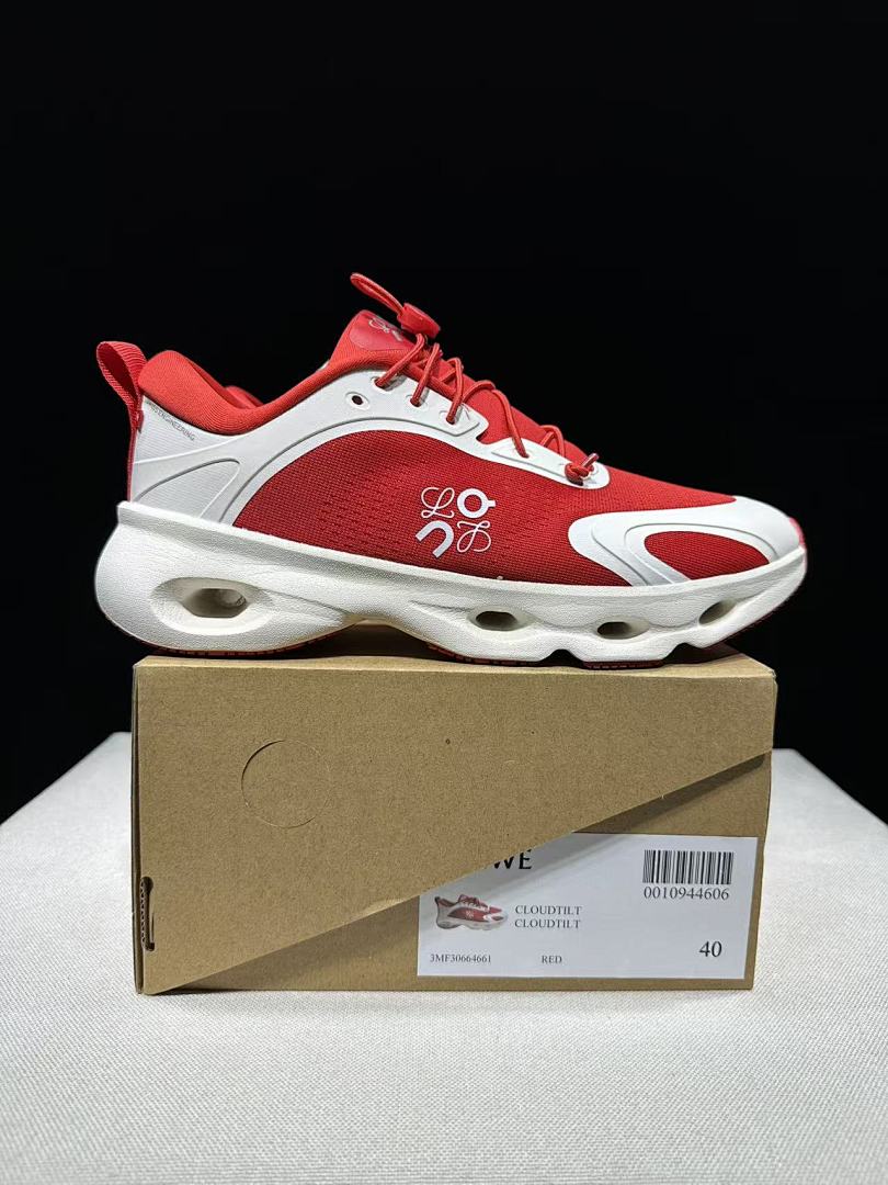 On x Loewe Cloudventure 3.0 Sneakers in Red and White - product image from the listing.