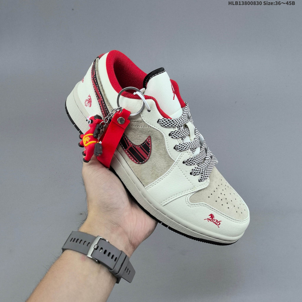 Nike Air Jordan 1 Low Sneakers in White, in Navy and Red - product image from the listing.