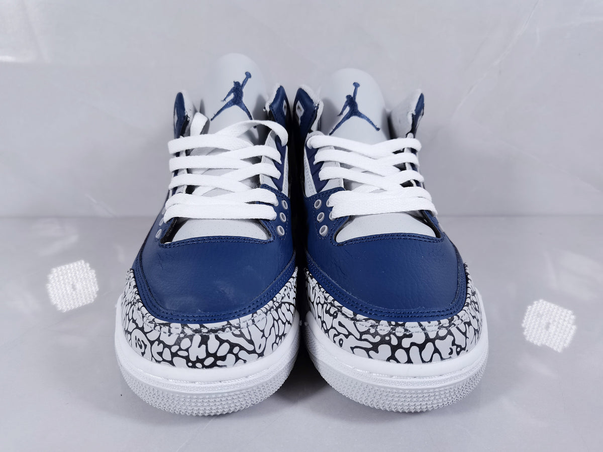 Air Jordan 3 Retro Sneakers in Blue and Grey - product image from the listing.