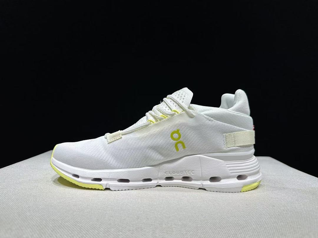 On Cloudnova 2 Sneakers in White and Lime - product image from the listing.