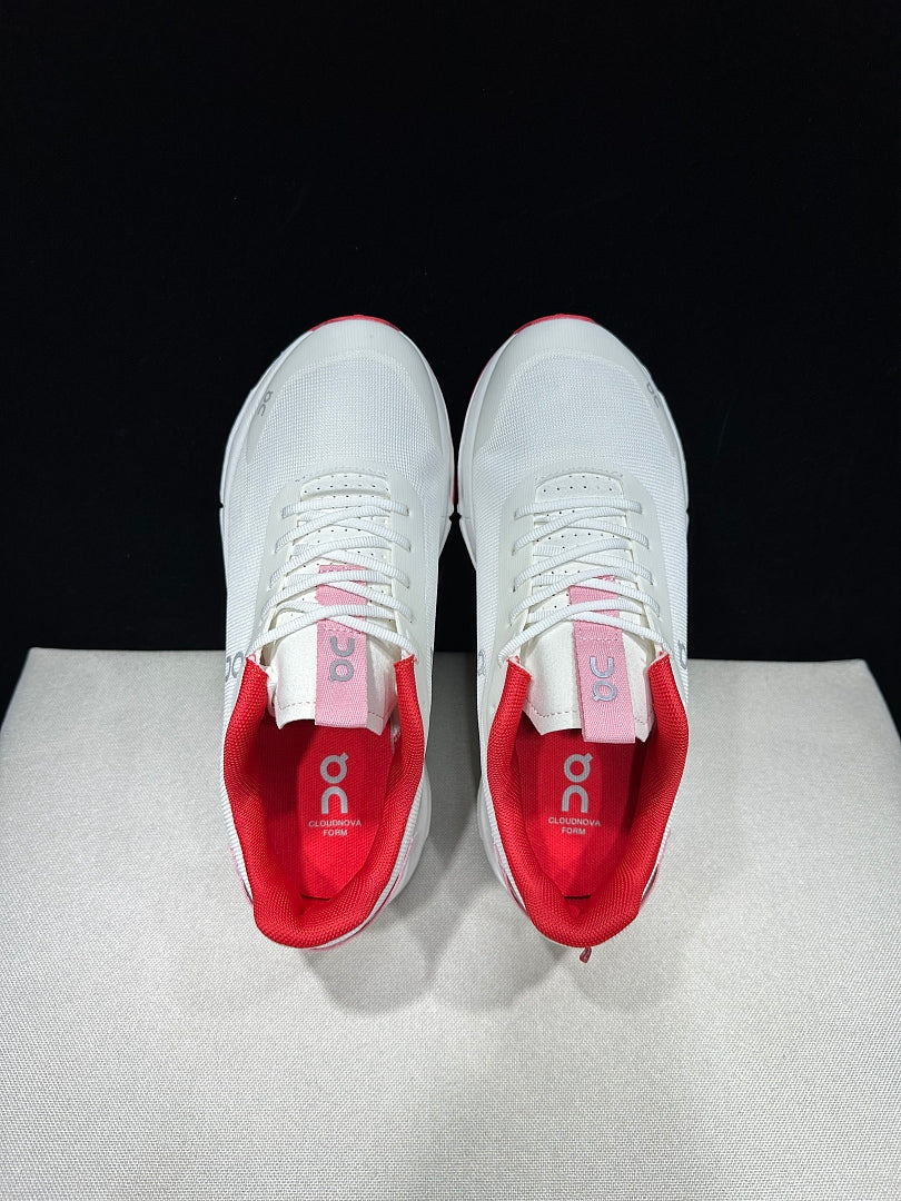 On Cloudnova Form 2 Sneakers in White and Red - product image from the listing.