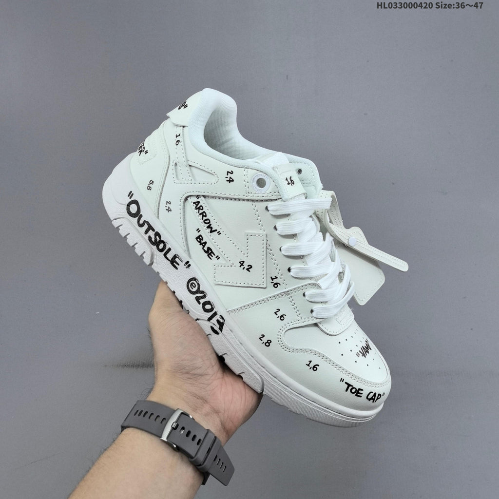 Off-White Low-Cut Sneakers in White with Arrows Detail - product image from the listing.