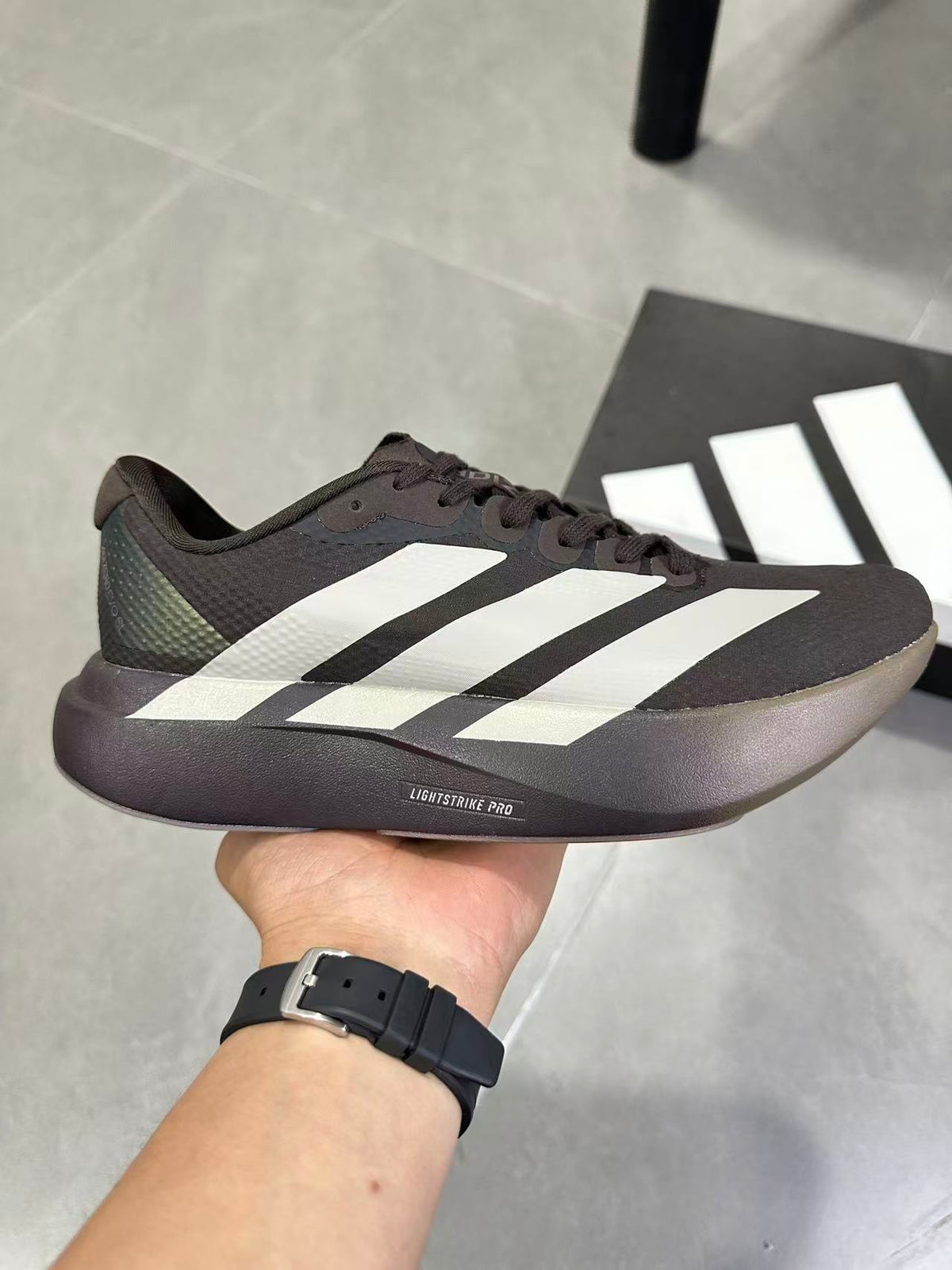 KJ2002 Gray Shoes for Running with White Stripes - product image from the listing.