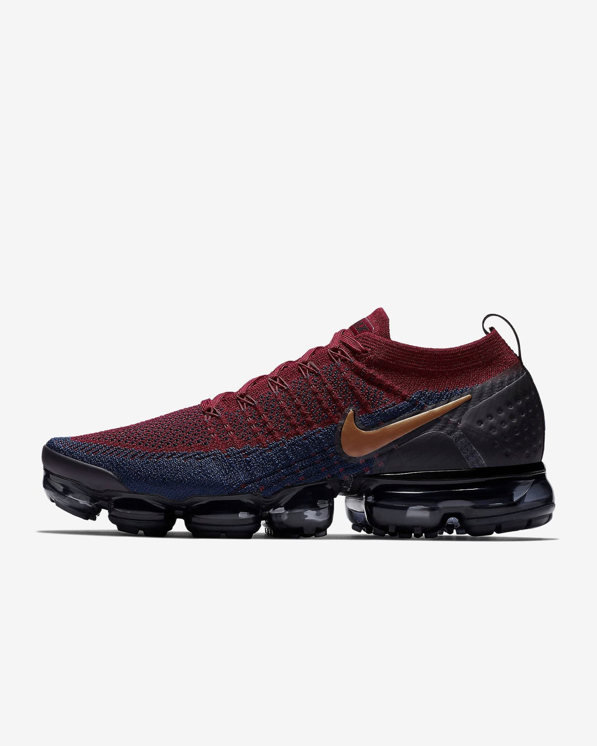 Nike Air VaporMax Flyknit 2 Running Shoes in Burgundy 942842-601 - product image from the listing.
