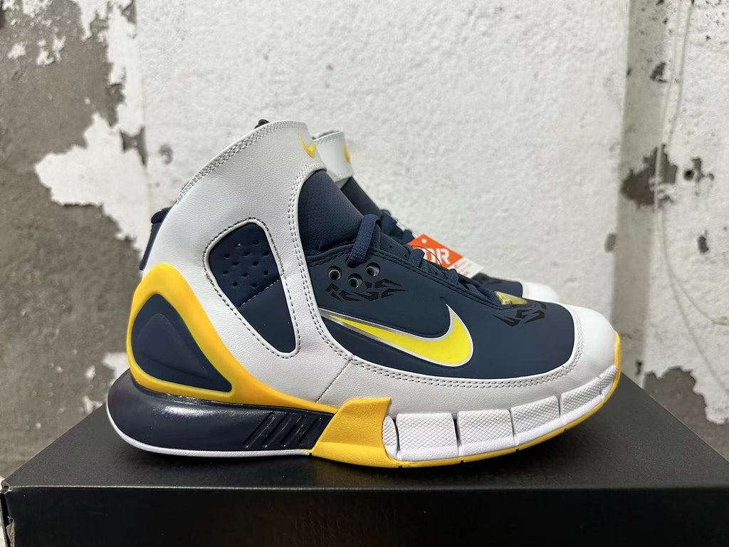 Nike Kobe 2K5 Basketball Shoes in Grey Blue Yellow - product image from the listing.