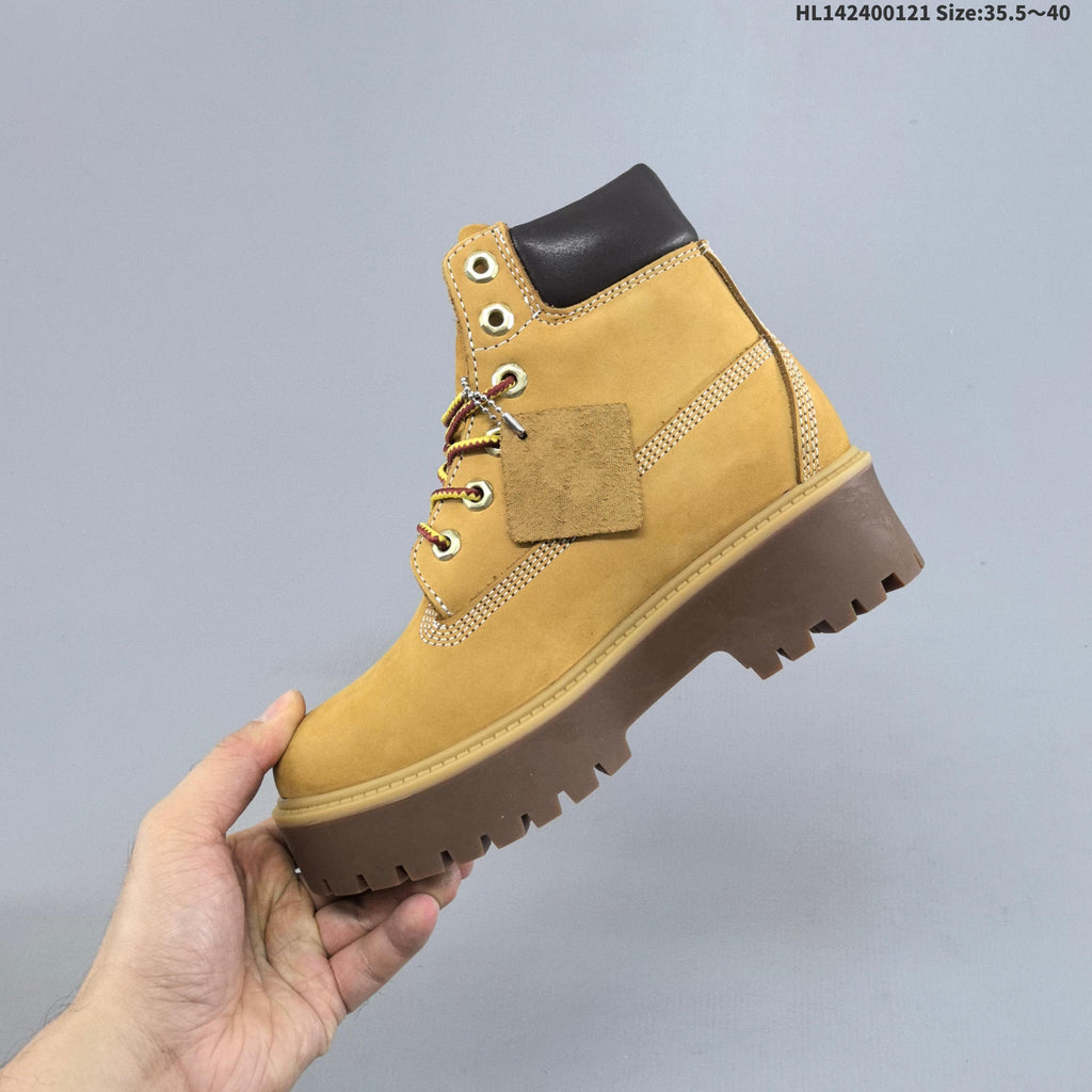 Mid-Top Lace-Up Boots in Wheat by Timberland - product image from the listing.