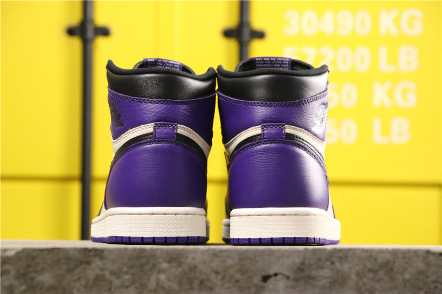 Air Jordan 1 Retro High OG Court Sneakers in Purple 555088-501 - product image from the listing.