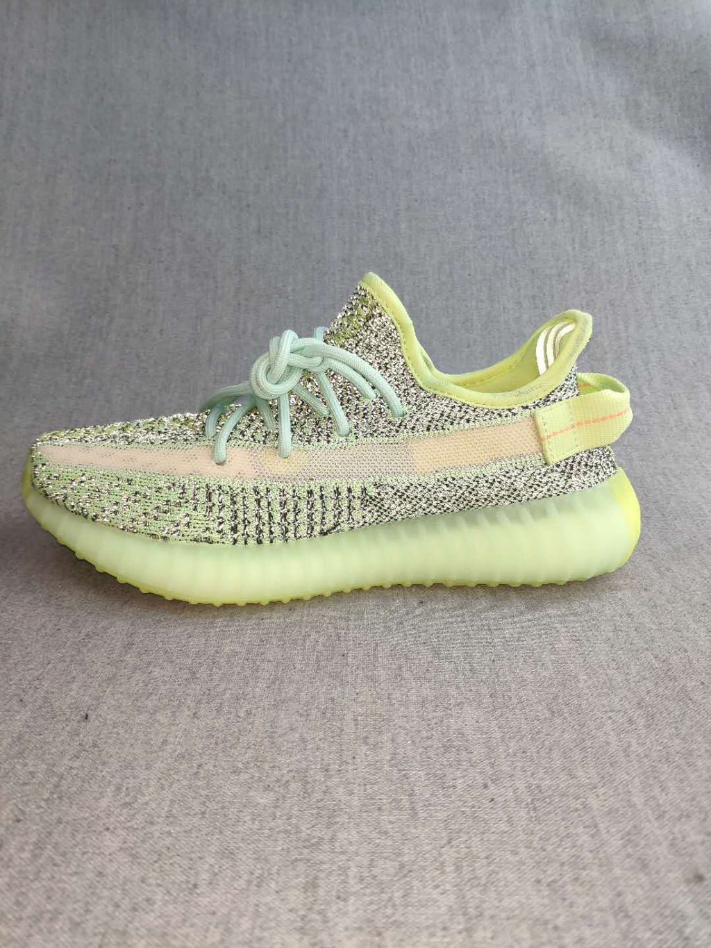 Lime Green and Mint Yeezy 350 V2 Knit Sneakers - product image from the listing.