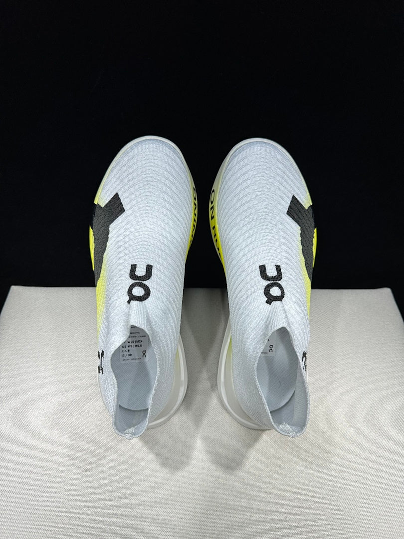 On Cloudboom Strike LS Running Shoes in White Lime - product image from the listing.