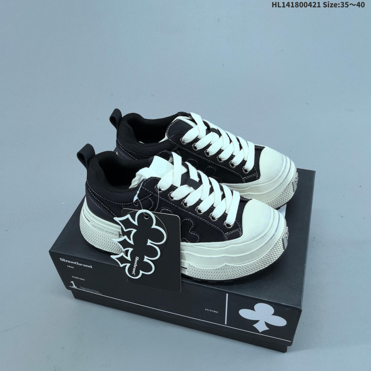 SHOOT BRAND Black and White Platform Trainers HL141800421 - product image from the listing.