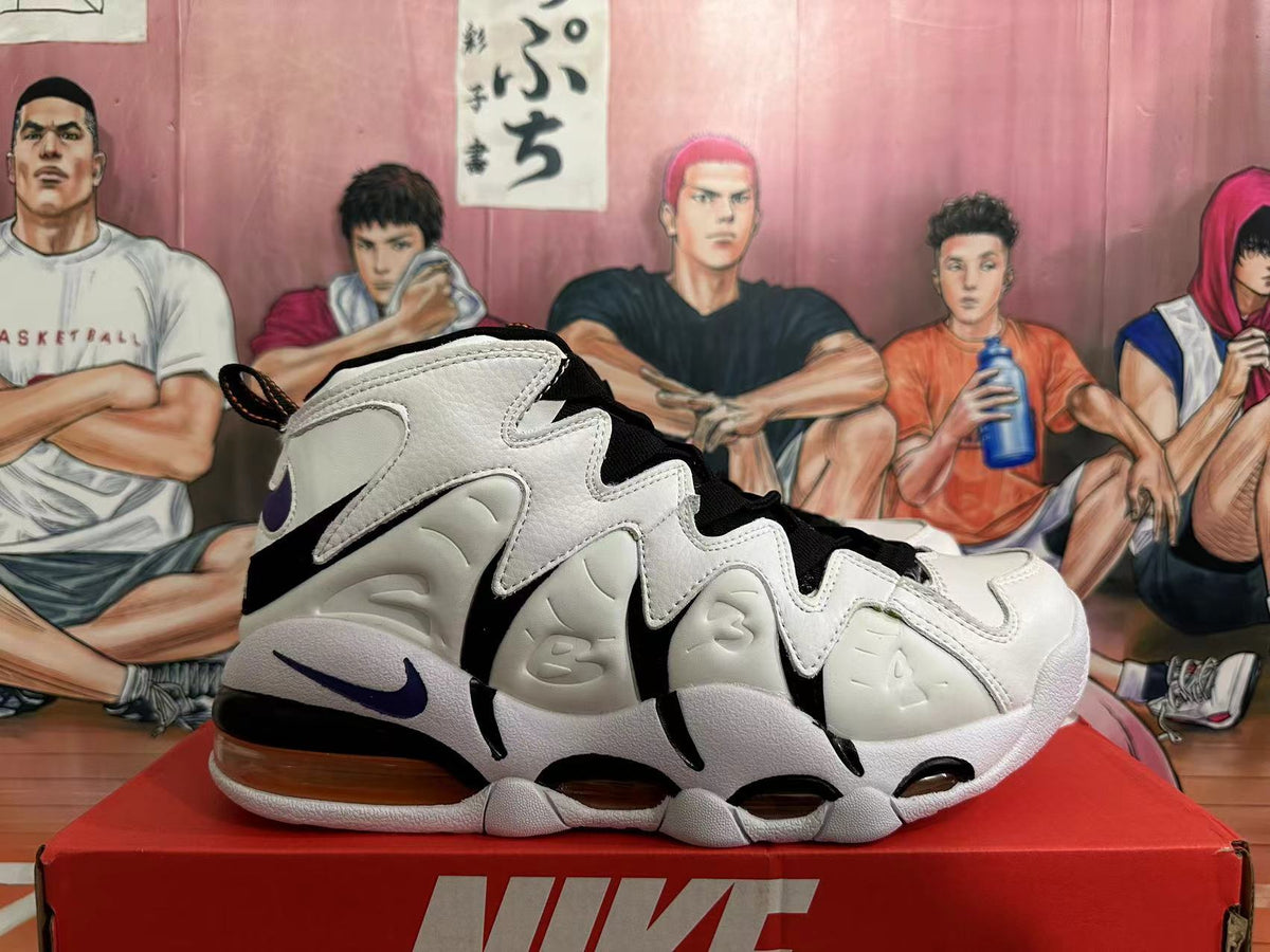 Nike Air More Uptempo Basketball Sneakers in White Black - product image from the listing.