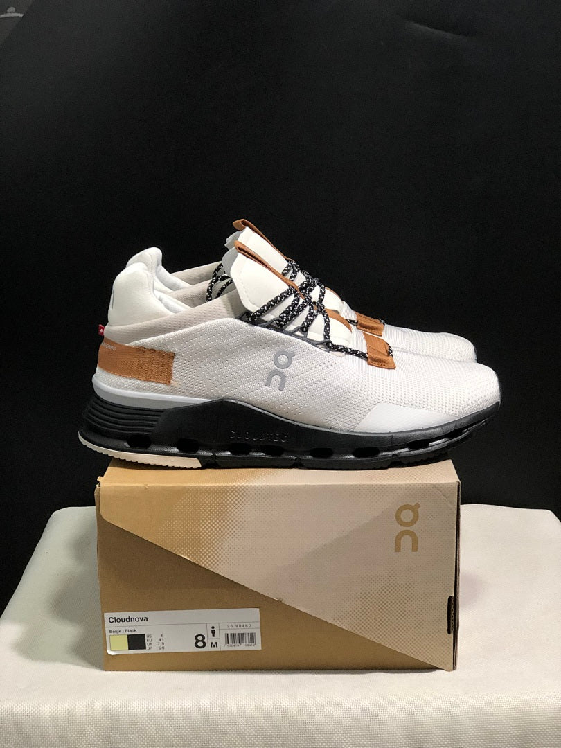 On Cloudnova Sneakers in White, in Black and Tan - product image from the listing.