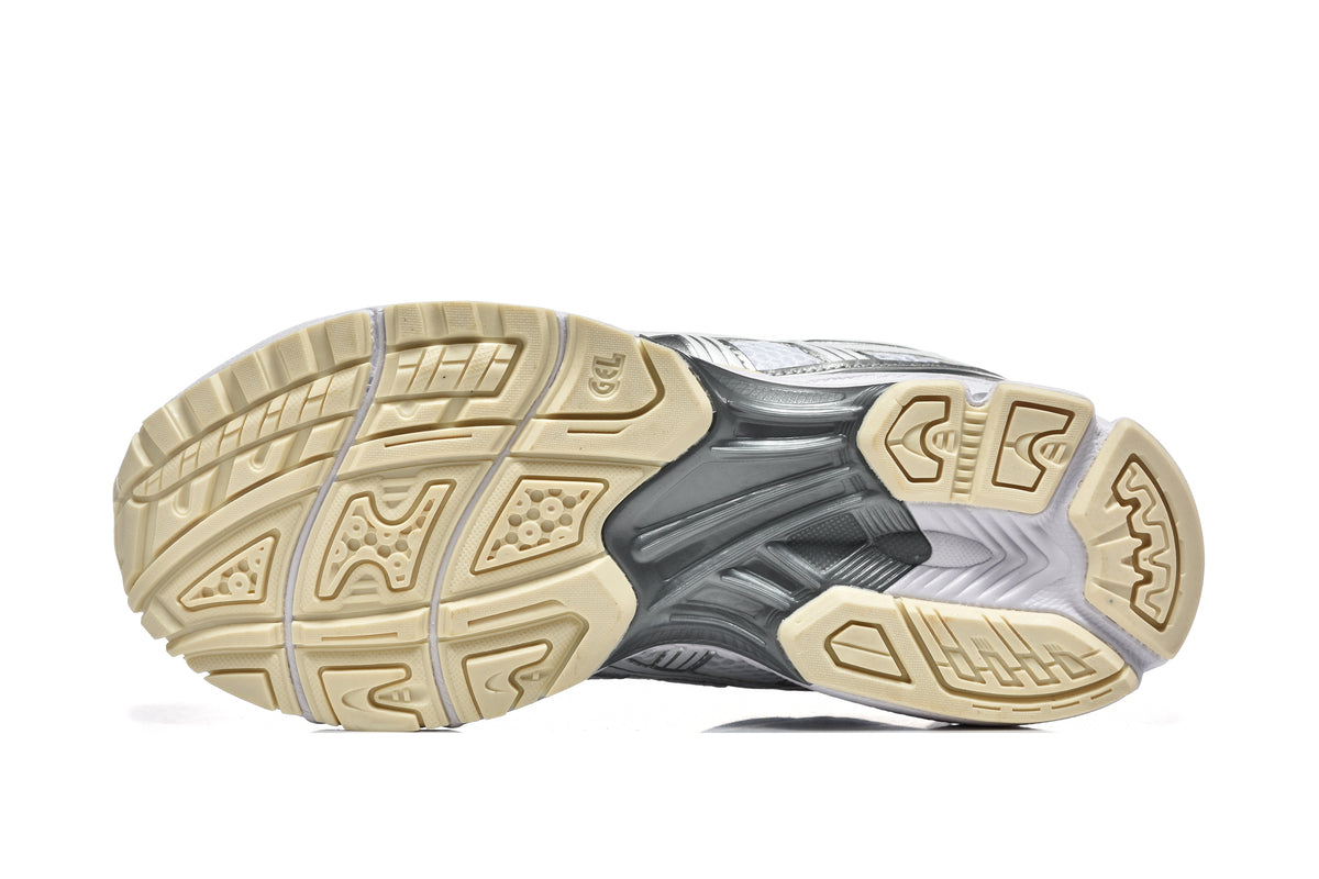 White and Silver ASICS Gel-Kayano 14 Sneakers - product image from the listing.
