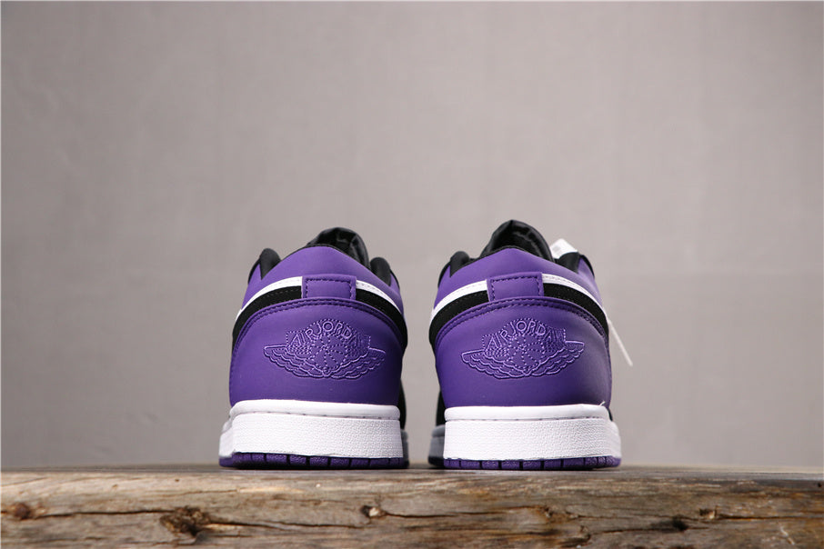 Jordan 1 Low in Black White Purple 553558-125 - product image from the listing.