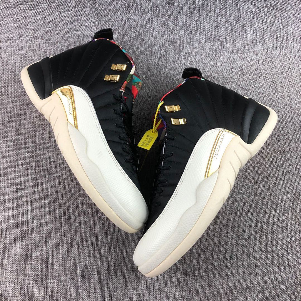 Air Jordan 12 CNY Patchwork High-Top Sneakers Black - product image from the listing.