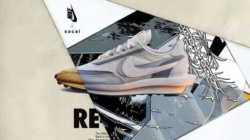 White and Grey Nike x sacai LDWaffle Sneakers BV0073-100 - product image from the listing.