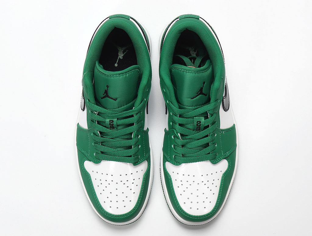 Air Jordan 1 Low White and Green Sneakers 553558-301 - product image from the listing.