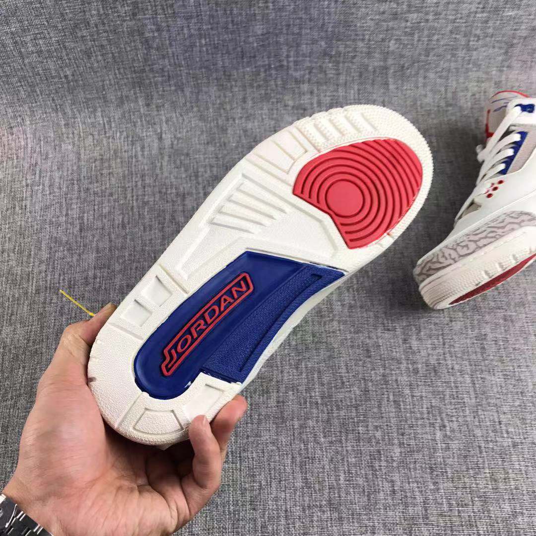 Air Jordan 3 Independence Day Basketball Sneakers in White - product image from the listing.