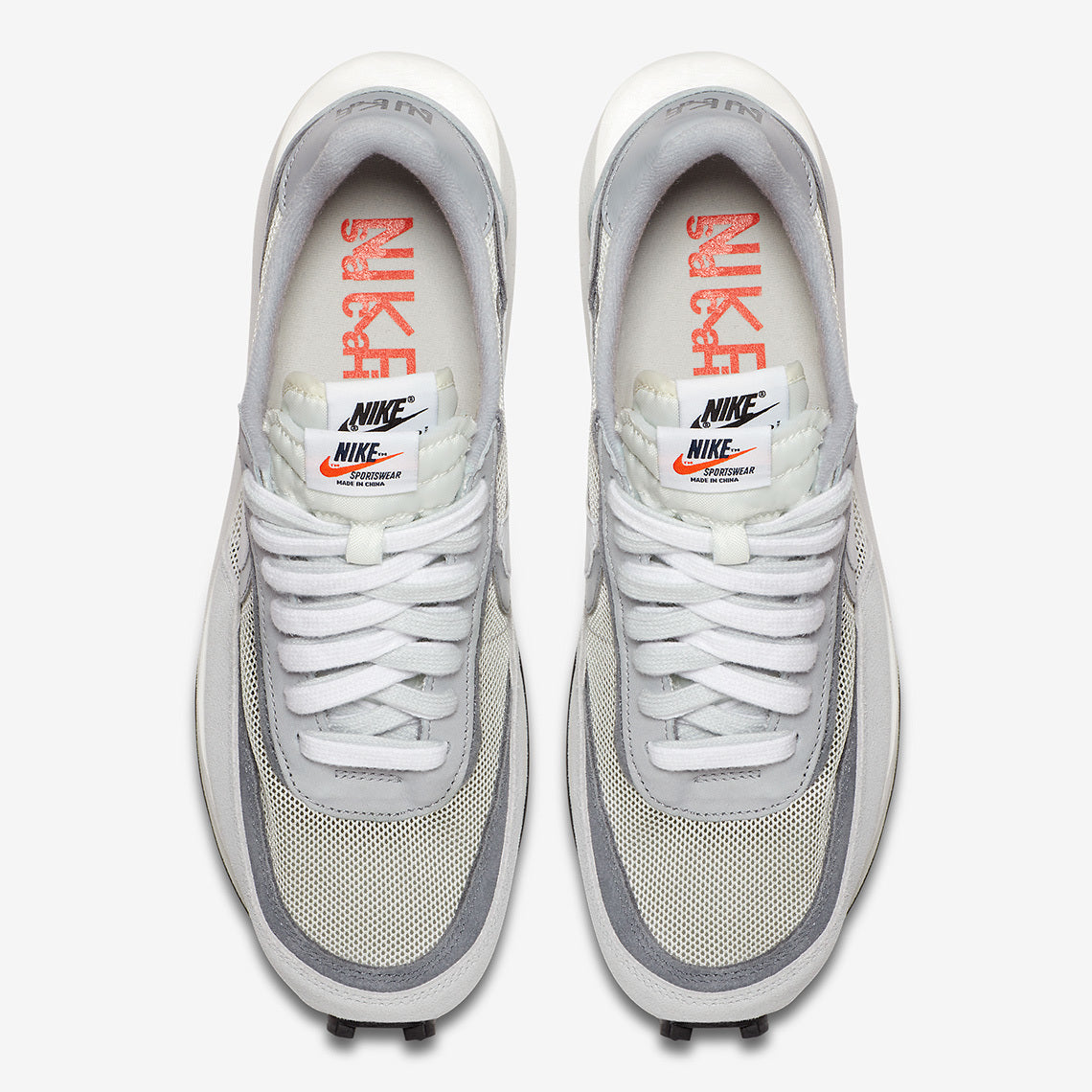 White and Grey Nike x sacai LDWaffle Sneakers BV0073-100 - product image from the listing.
