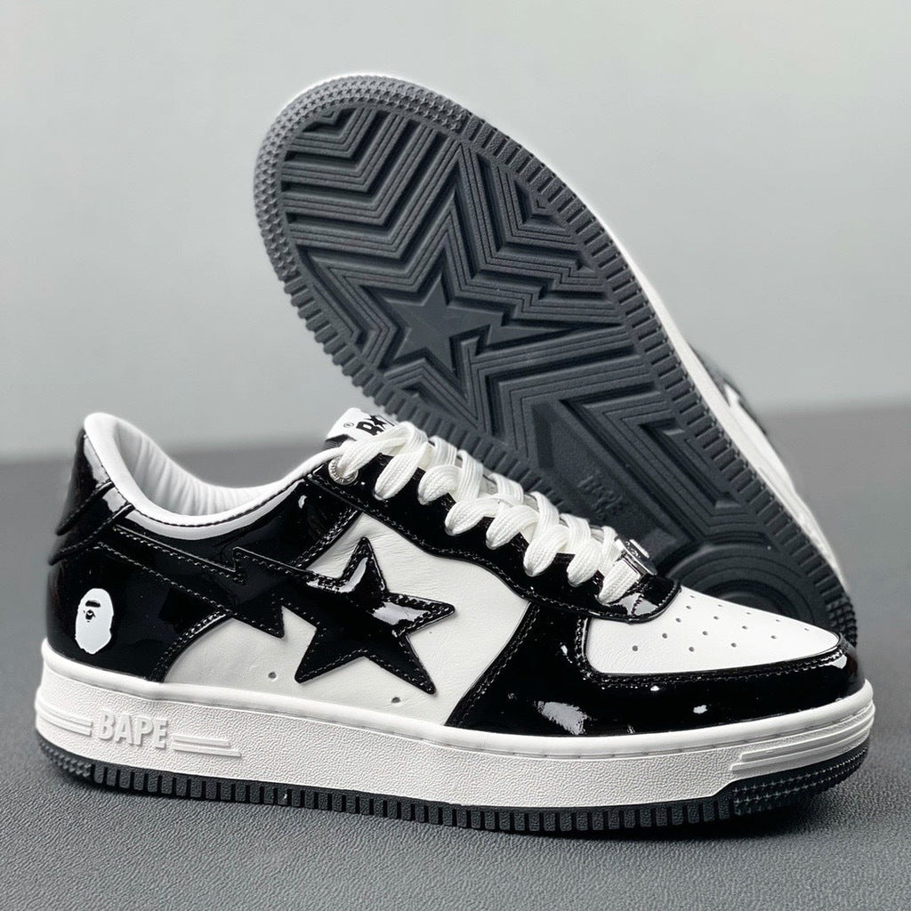 BAPE STA Low Sneakers in Black and White 1H70-191-001 - product image from the listing.