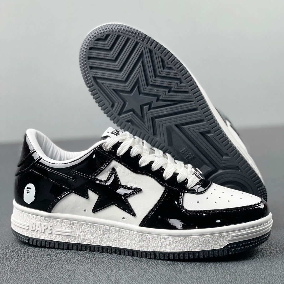BAPE STA Low Sneakers in Black and White 1H70-191-001 - product image from the listing.