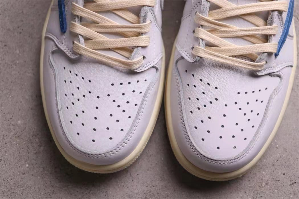 Jordan Travis Scott Air Jordan 1 Low in White Blue DM3277-100 - product image from the listing.