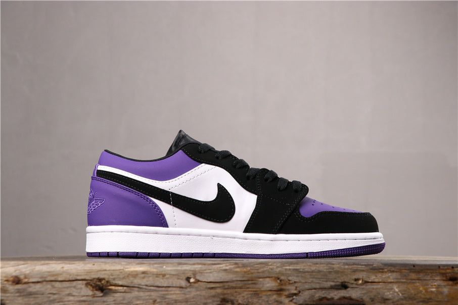 Jordan 1 Low in Black White Purple 553558-125 - product image from the listing.
