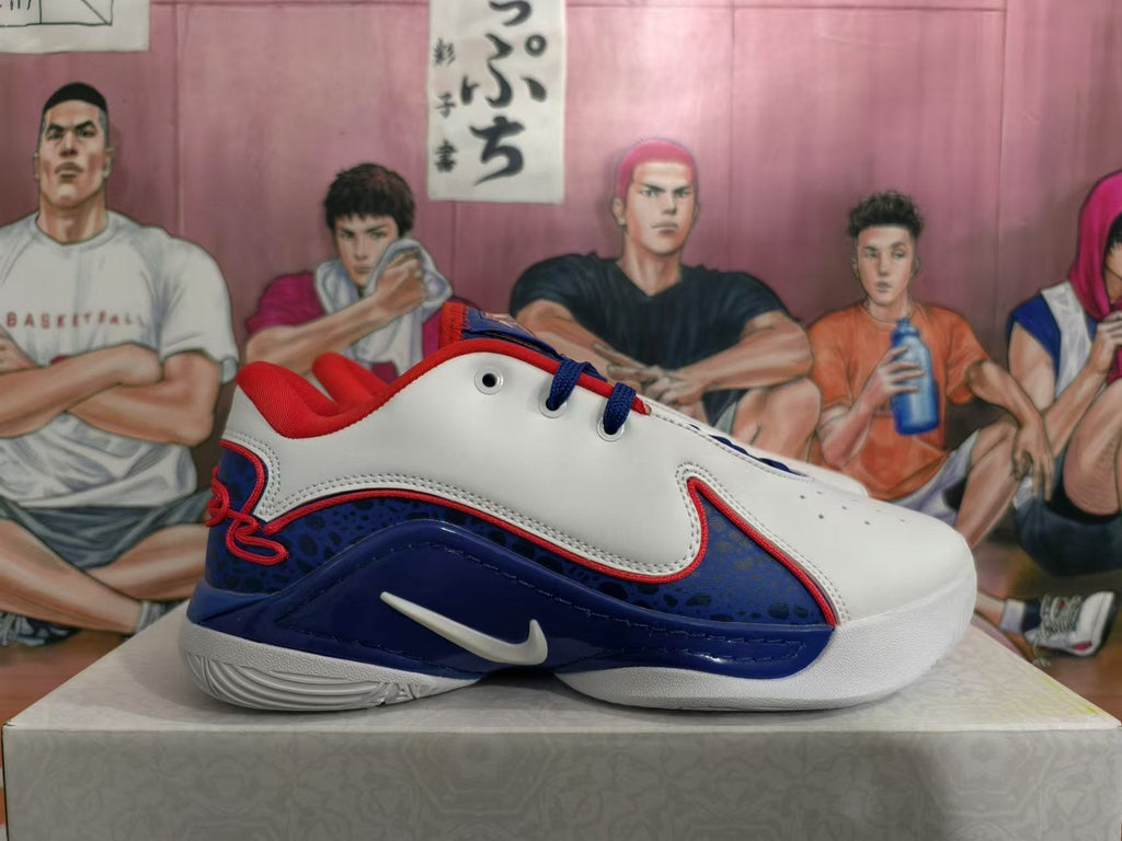 Nike Basketball Shoes in White Blue Red - product image from the listing.