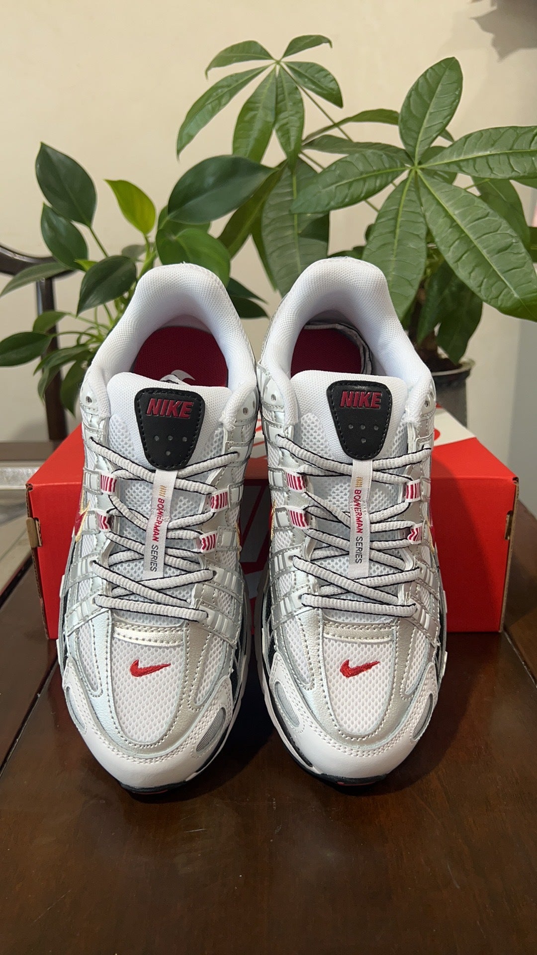 Nike P-6000 Sneakers in White Black Red BV1021-101 - product image from the listing.