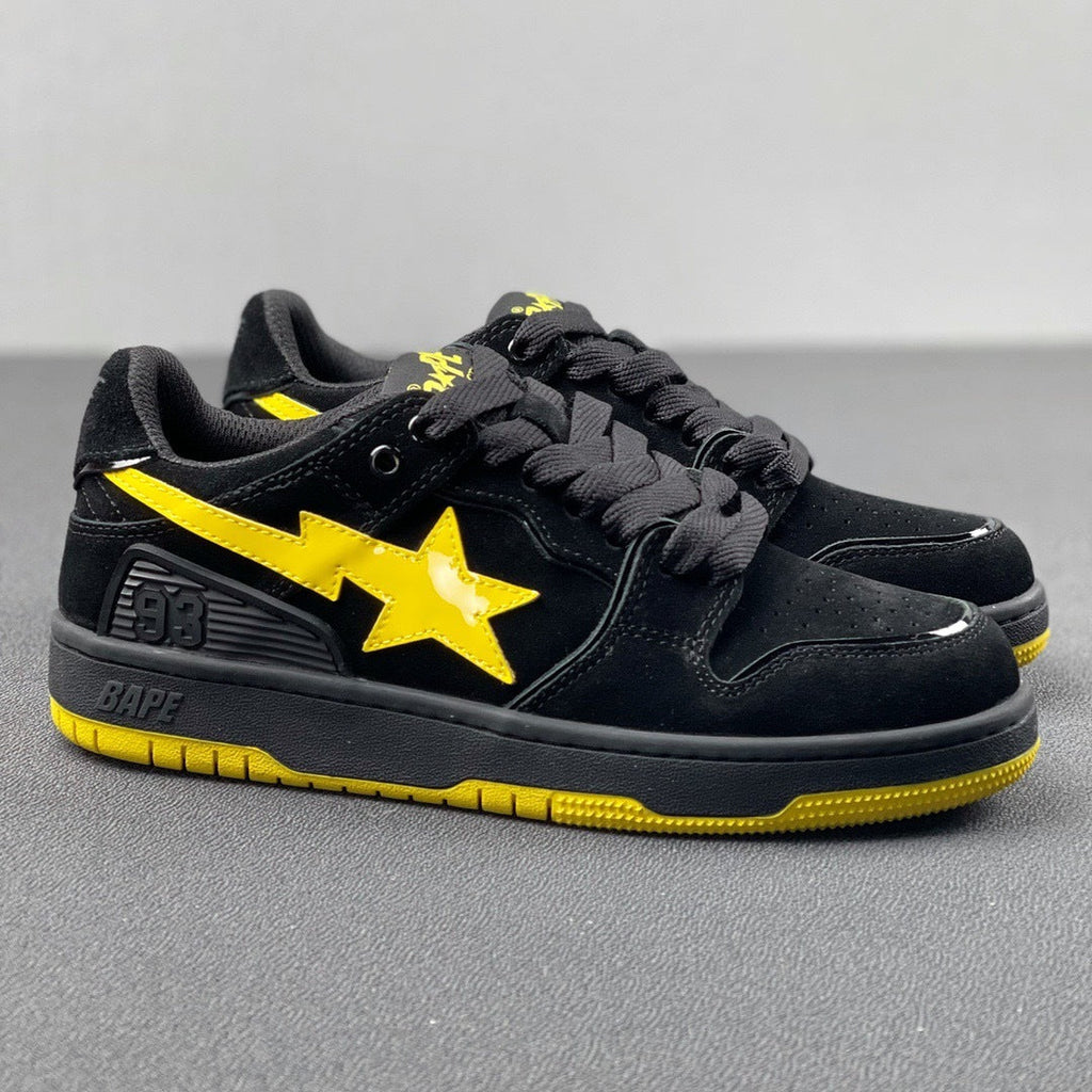 A Bathing Ape SK8 Sta Sneakers in Black Yellow - product image from the listing.