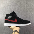 Jordan 1 Mid Sneakers in Black Red Blue 554724-065 - product image from the listing.