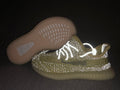 Yellow and Olive Yeezy 350 V2 Kids Sneakers - product image from the listing.