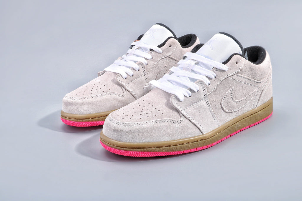 White Pink Gum Sole Sneakers - Jordan 1 Low - product image from the listing.