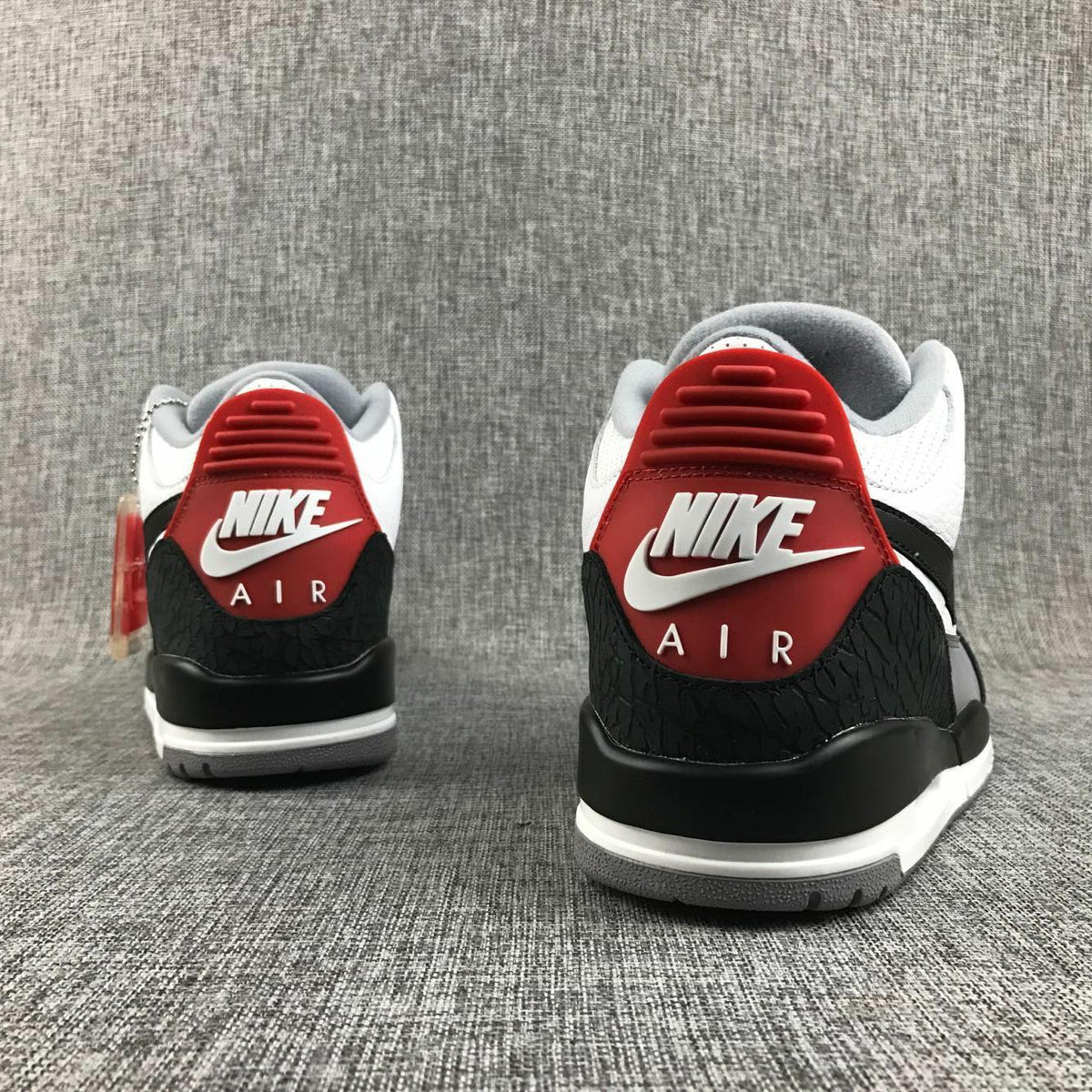 Air Jordan 3 White Grey Black Red Sneakers - product image from the listing.