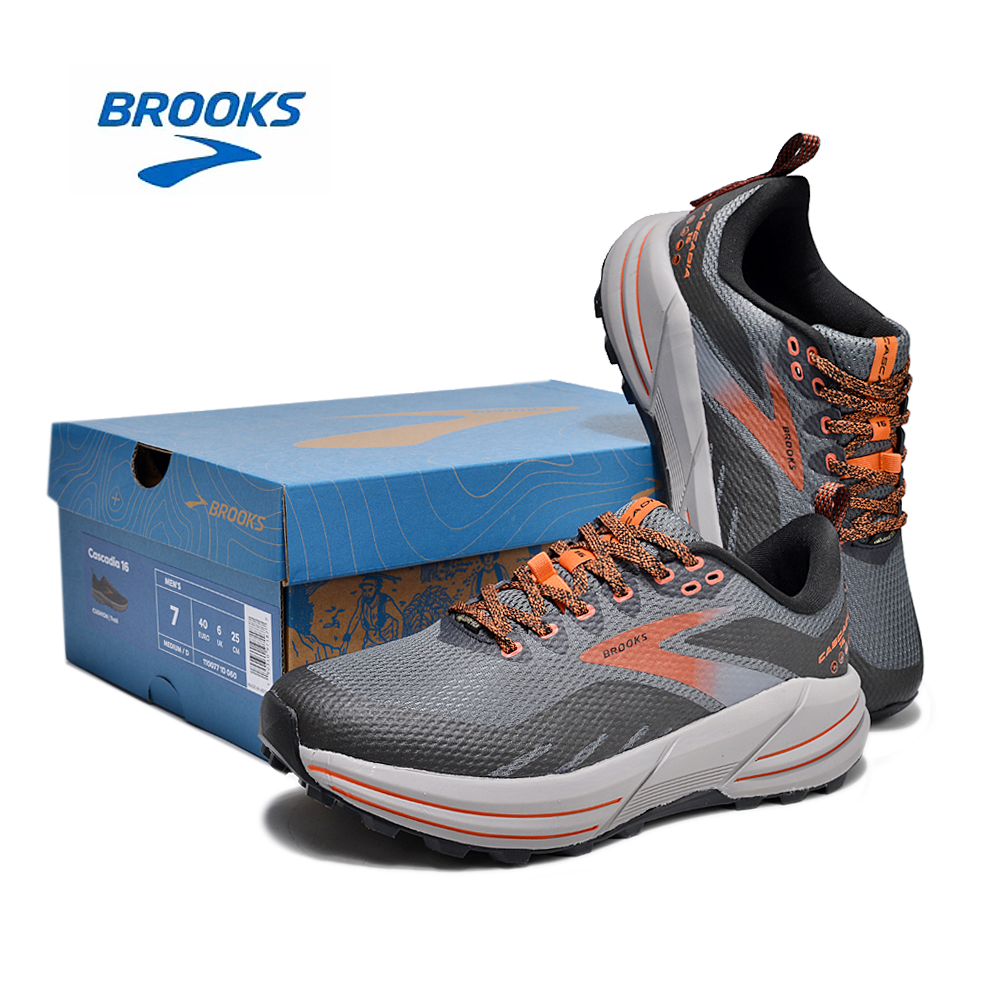 Gray and Orange Brooks Cascadia 16 Trail Running Shoes - product image from the listing.