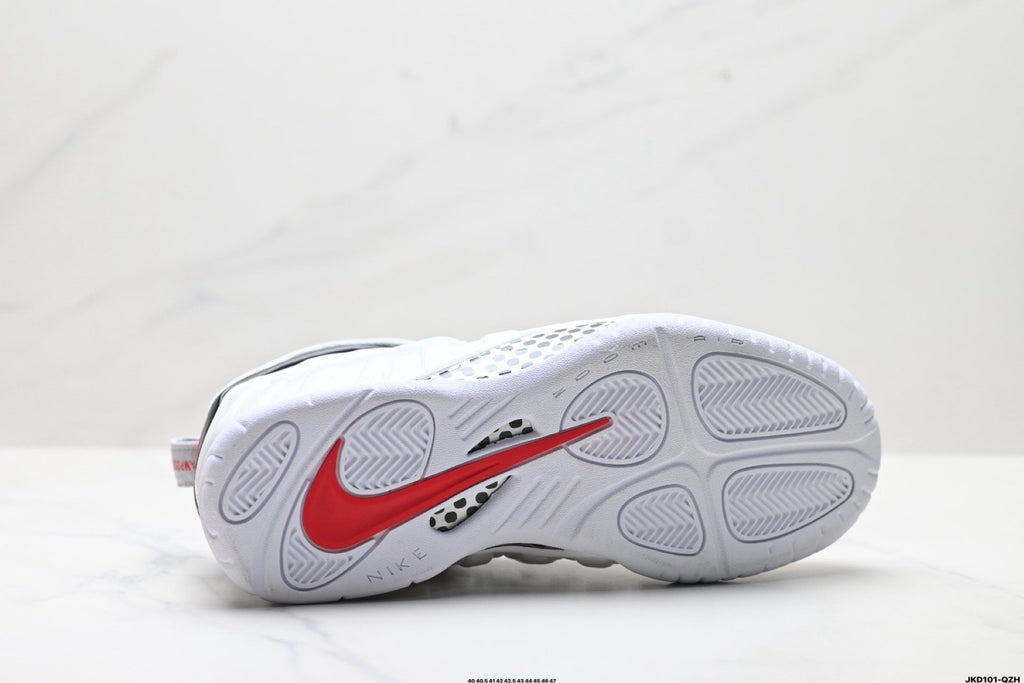Nike Air More Uptempo Basketball Sneakers in White and Black - product image from the listing.