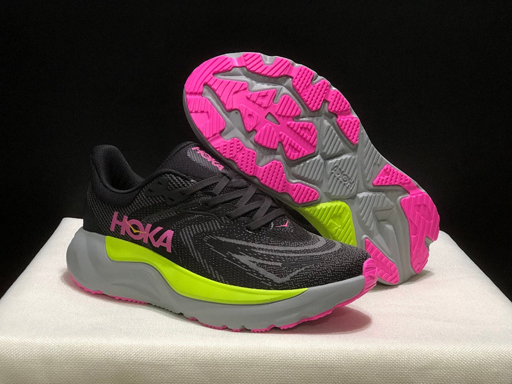 HOKA Arahi 8 Running Shoes, Black and Neon in Yellow - product image from the listing.