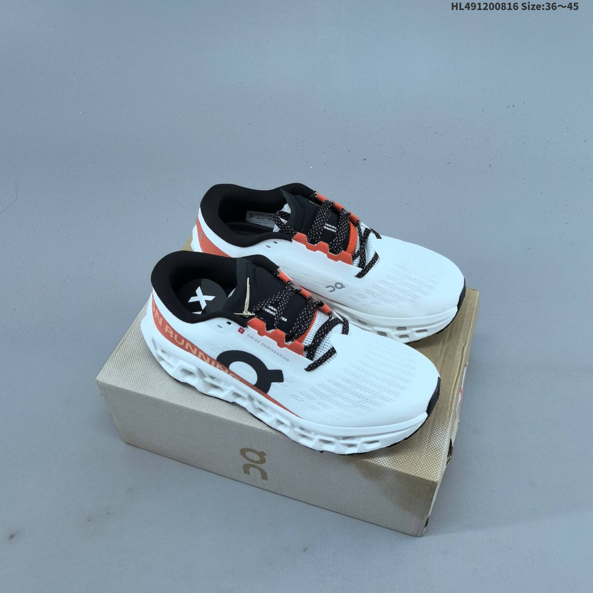 On Cloudmonster 3 Hyper Running Shoes in White Orange - product image from the listing.