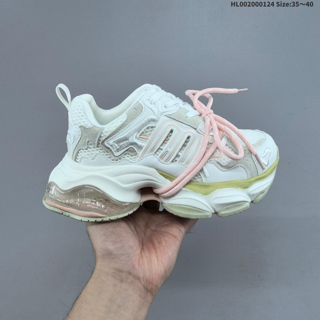 White and Lime GGCC Chunky Low-Top Sneakers - product image from the listing.