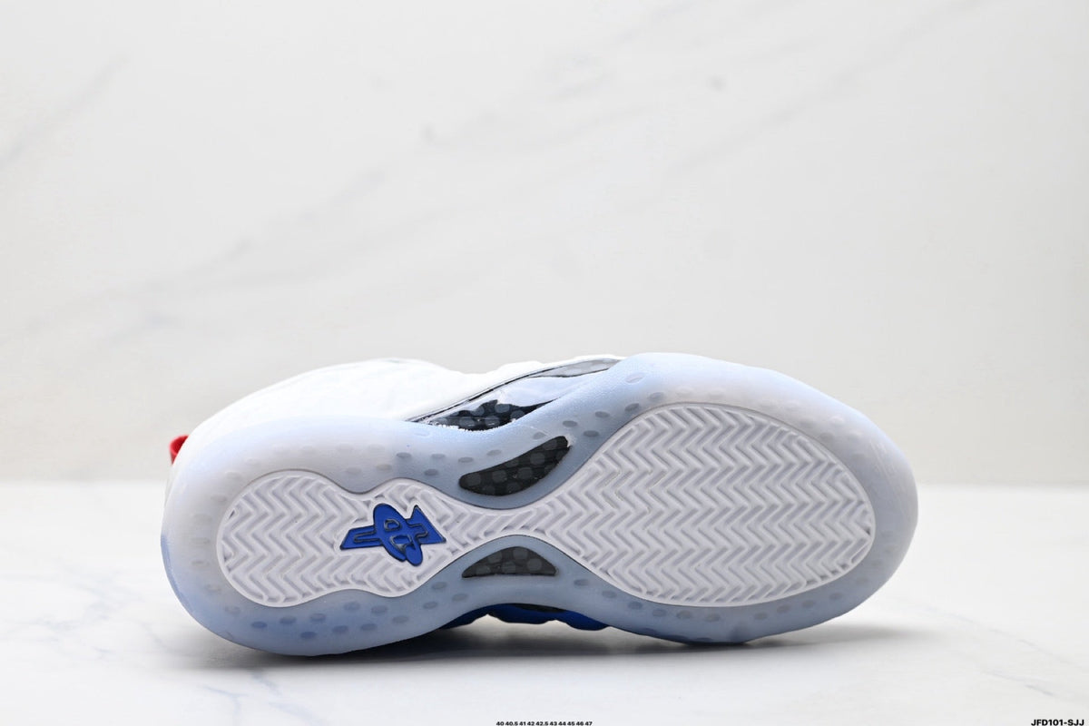 Nike Air Foamposite One Penny Hardaway Sneakers in White Red Blue - product image from the listing.