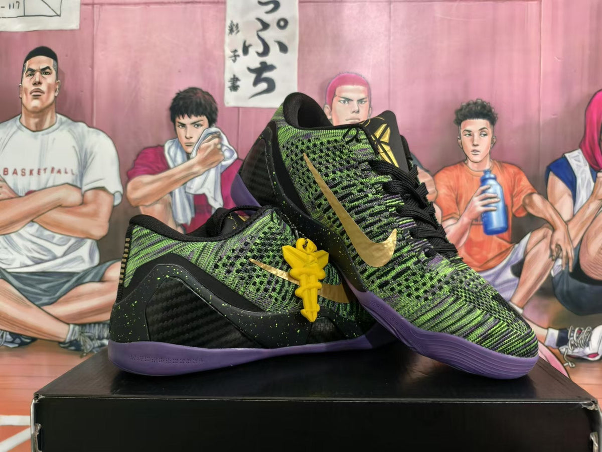 Nike Kobe 11 Mamba Day Basketball Shoes in Black Green Purple - product image from the listing.