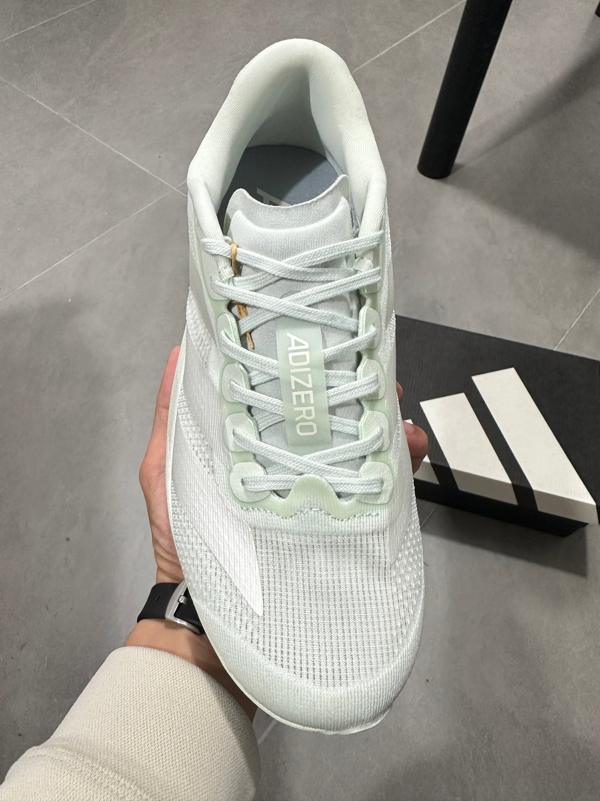 adidas Lightstrike Pro Running Shoes in White Green JR5840 - product image from the listing.