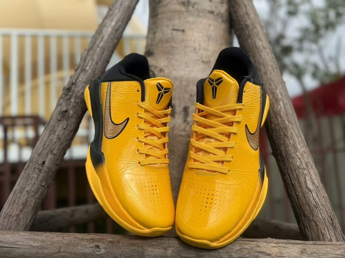 Yellow and Black Nike Kobe 5 Basketball Shoes - product image from the listing.