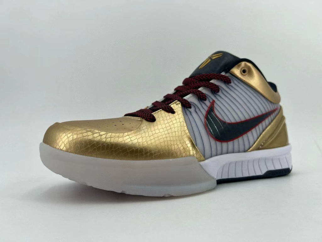 Nike Kobe 4 Protro Sneakers in Gold White 344335-141 - product image from the listing.