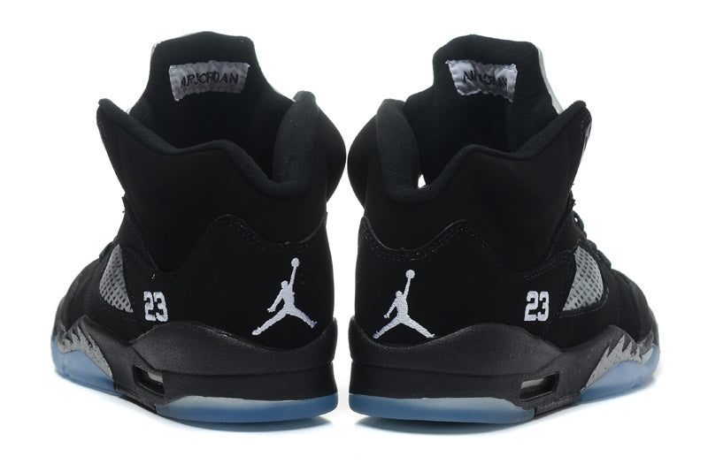 Air Jordan 5 Retro Black and Silver High-Top Sneakers - product image from the listing.