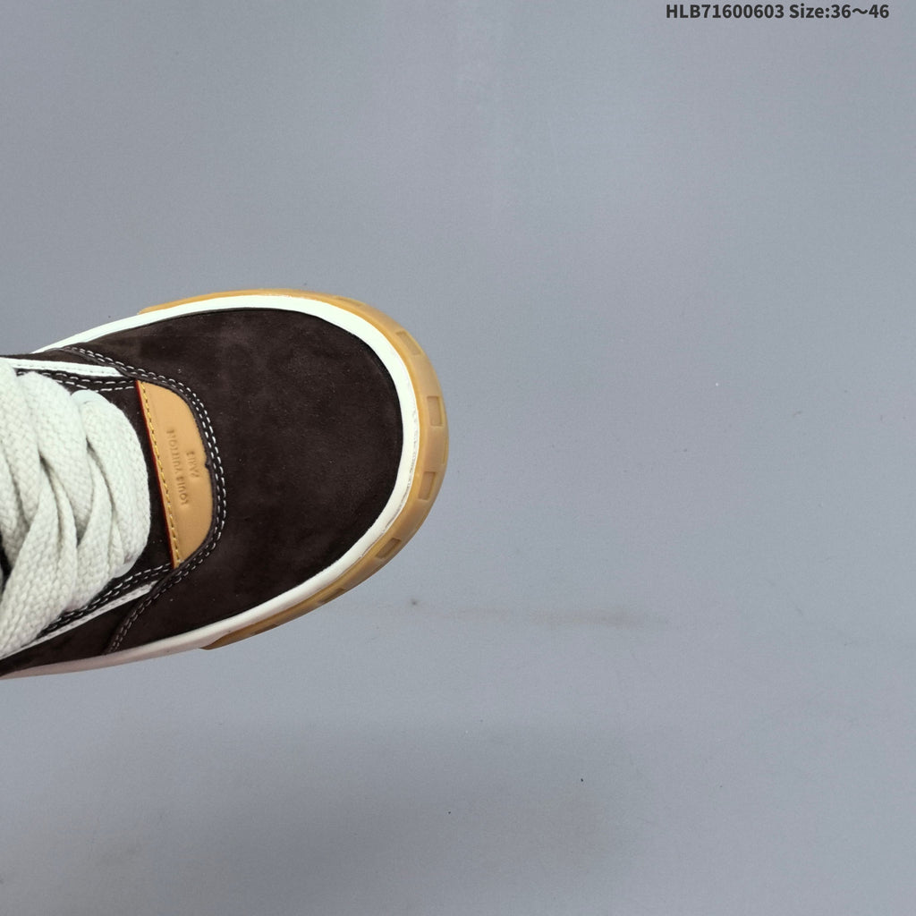 Brown and Gum Louis Vuitton Tilted Low Sneakers - product image from the listing.