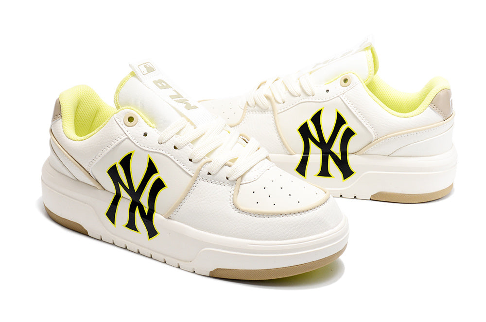 MLB Chunky Low-Top Sneakers in White and Neon in Yellow - product image from the listing.
